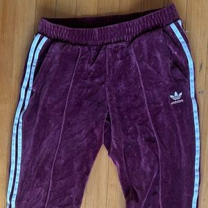Adidas velvet maroon sweatpants